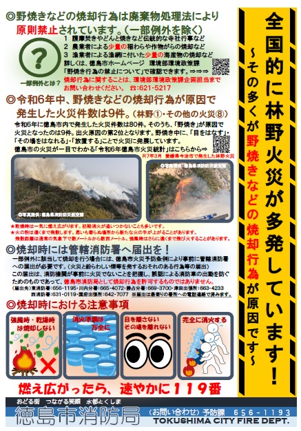 林野火災の注意喚起に関するリーフレット